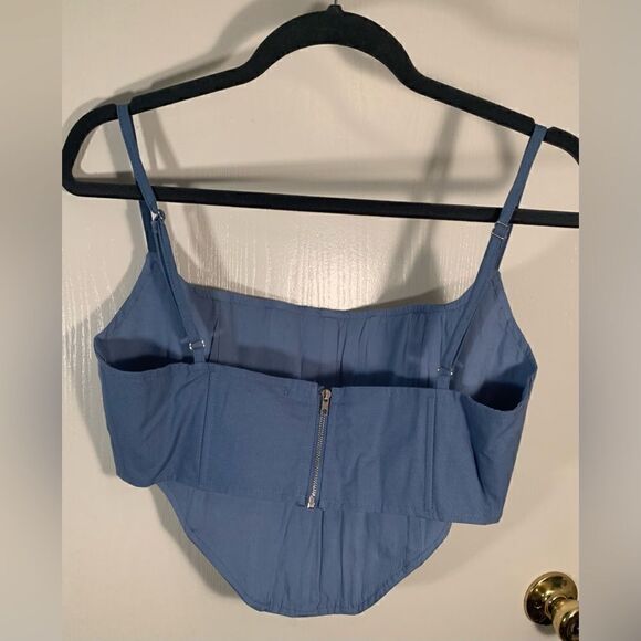 Bobbles & lace blue crop top size Large - Picture 2 of 6